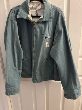 Carhartt Teal Green Duck Canvas Jacket with Logo Patch